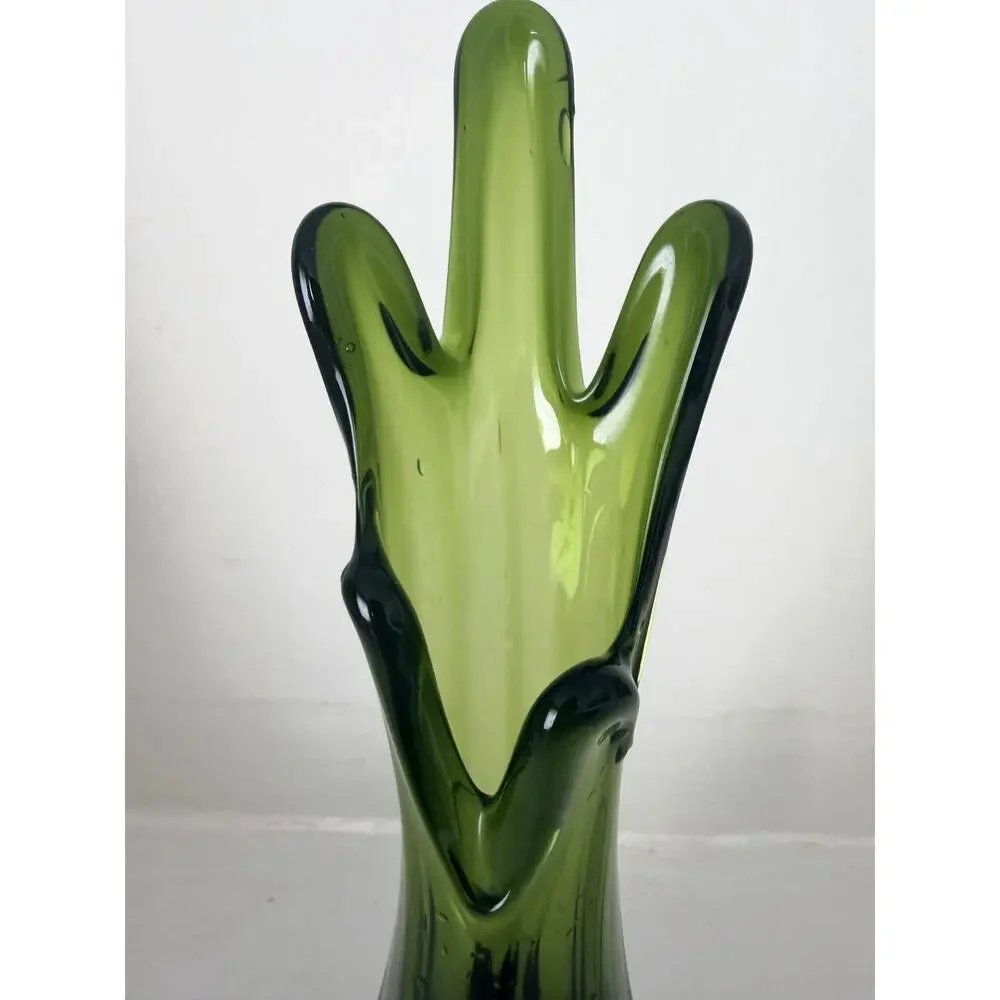 MCM Green Swung Finger Vase 5 Finger Viking LE Smith Handblown Sculpture 9
